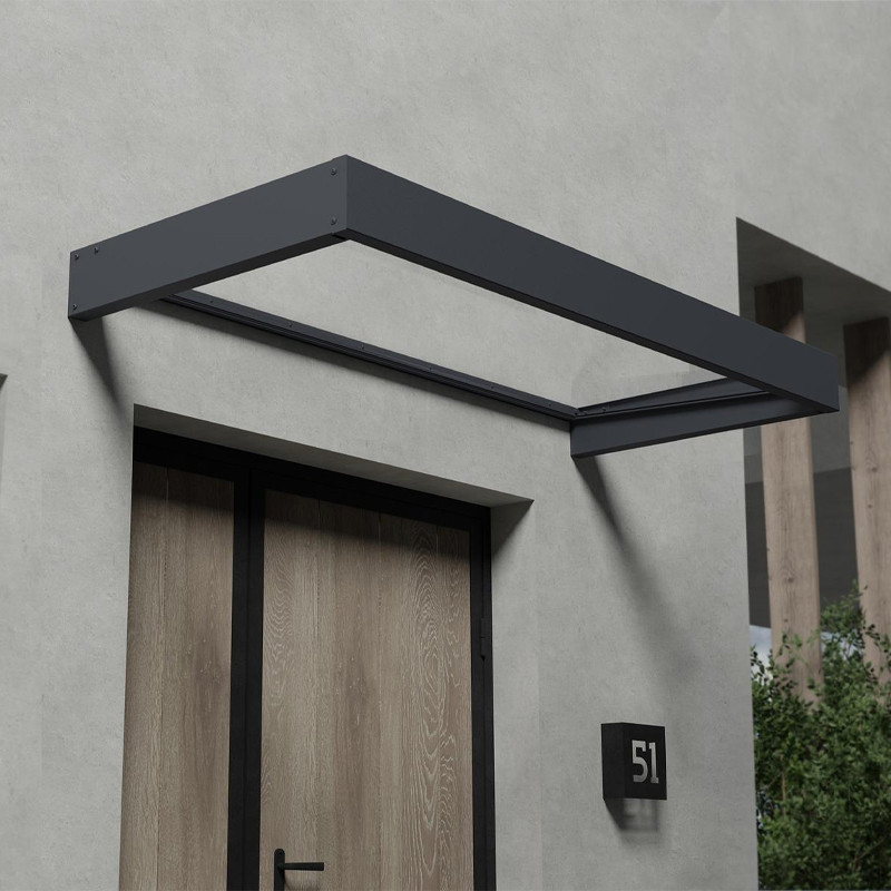 Canopia - Marquise de porte - 215x95cm - Sophia 2150 - Gris - Blanc opaque