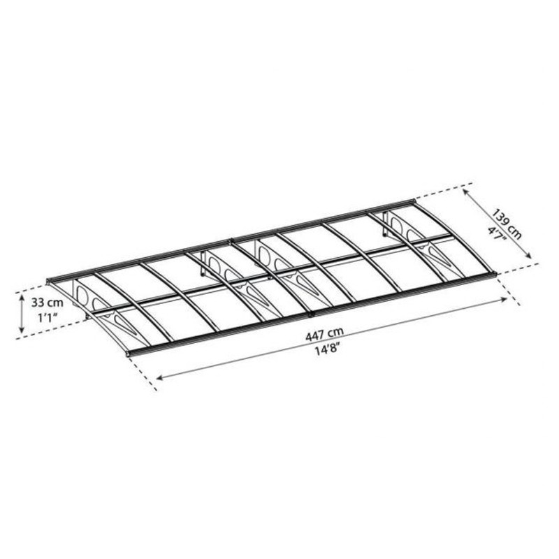 Canopia - Toldo para puerta - 447x139cm - Burdeos 4460 - Blanco