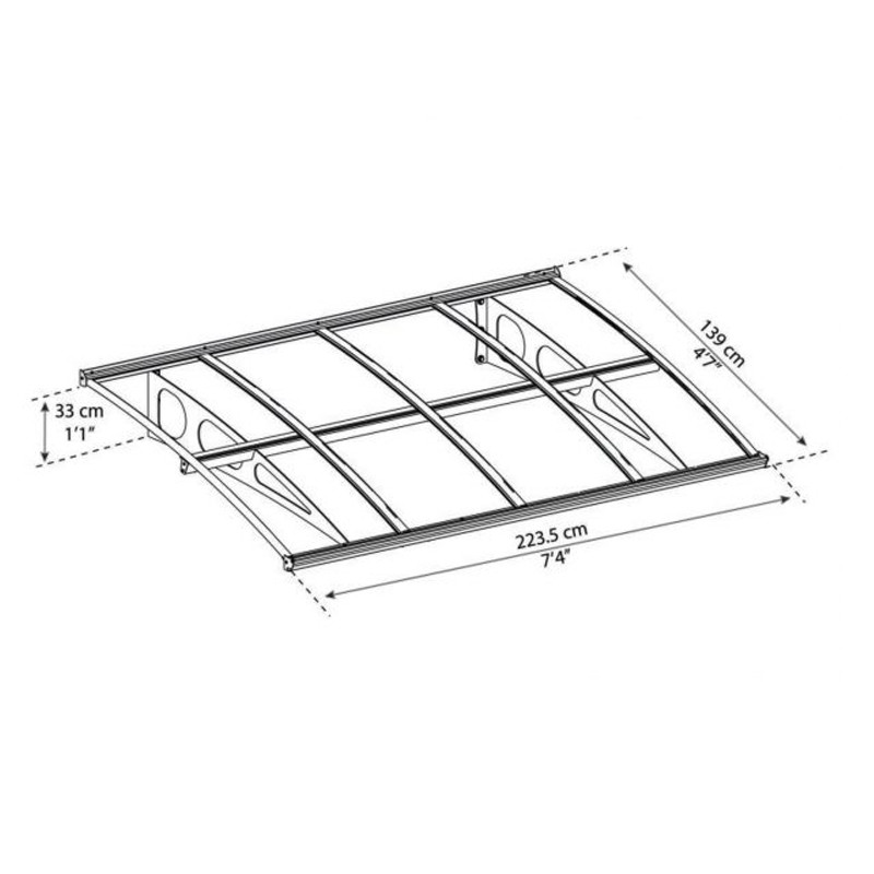 Canopia - Door canopy - 223,5x139cm - Bordeaux 2230 - White