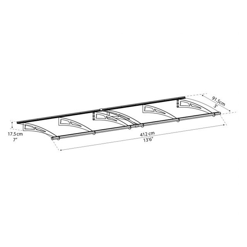 Canopia - Marquise de porte - 412x91,5cm - Aquila 4100 - Gris solaire