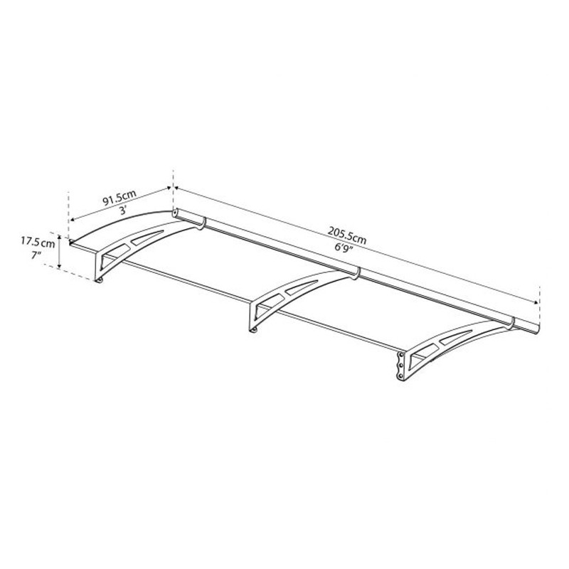 Canopia - Marquesina de puerta - 205.5x91.5cm - Aquila 2050 - Gris solar