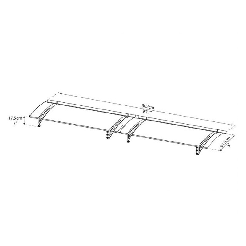Canopia - Tettoia per porta - 302x91,5cm - Aquila 3000 - Grigio solare