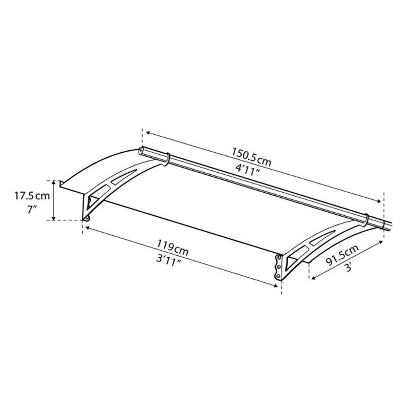 Canopia - Dossel para portas - 150,5x91,5cm - Aquila 1500 - Cinzento solar