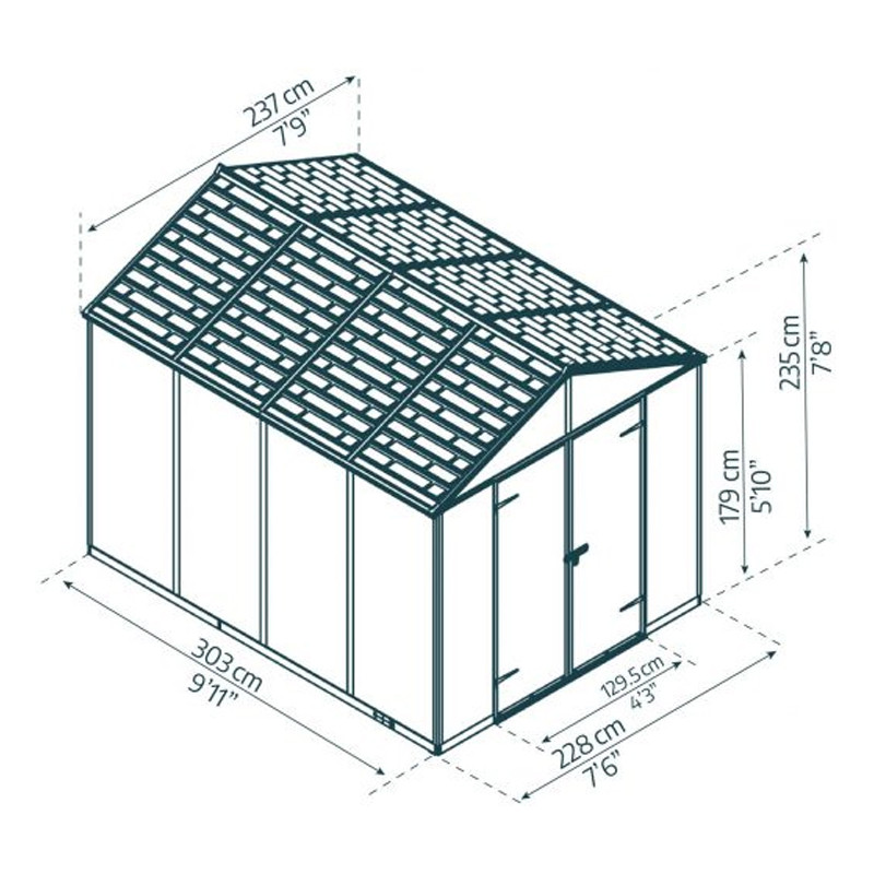 Canopia - Garden Shed - 237x229cm - Rubicon - Dark grey
