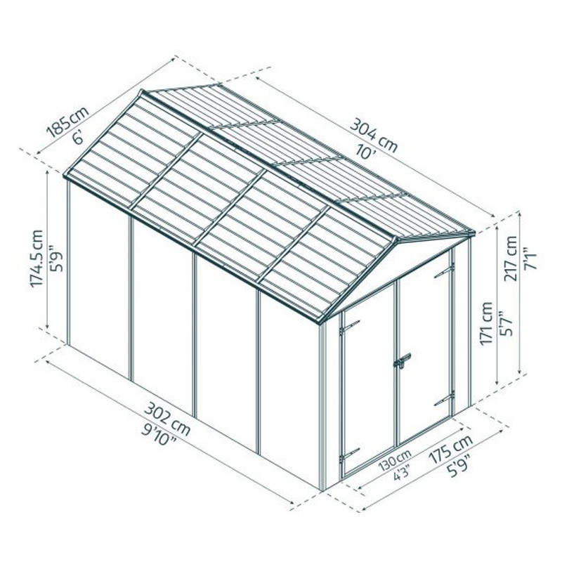 Canopia - Garden shed - 185x304cm - Rubicon - Dark grey