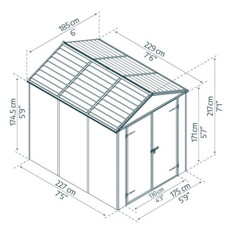 Canopia - Casetta da giardino - 185x229cm - Rubicon - Grigio scuro