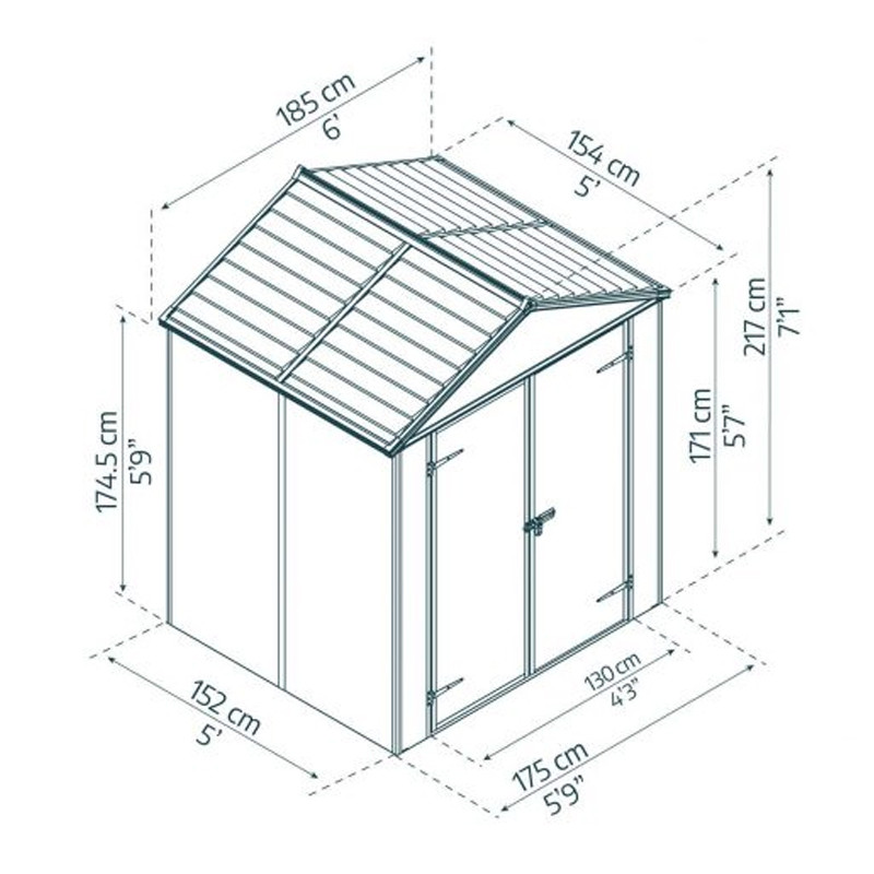 Canopia - Garden shed - 185x154cm - Rubicon - Dark grey
