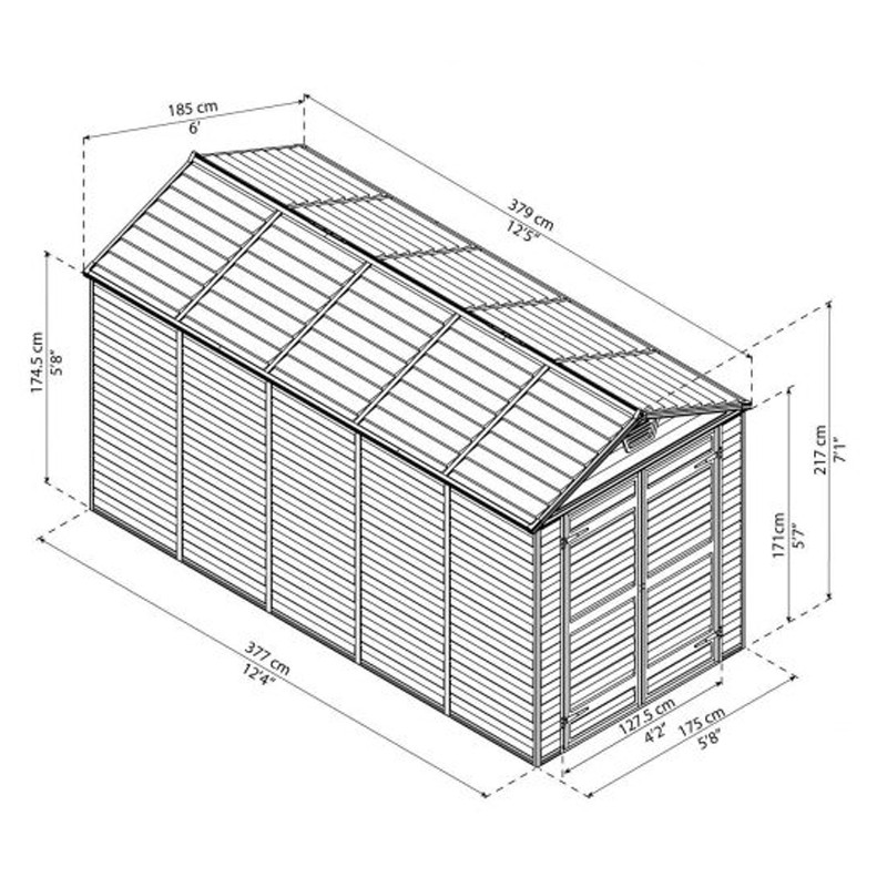 Canopia - Telheiro de jardim - 185x379cm - Claraboia - Cinzento escuro - 2 CAIXAS