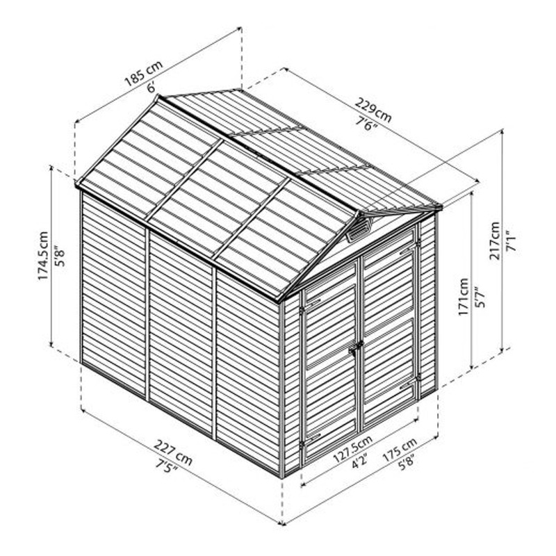 Canopia - Gartenhaus - 185x229cm - Skylight - Dunkelgrau