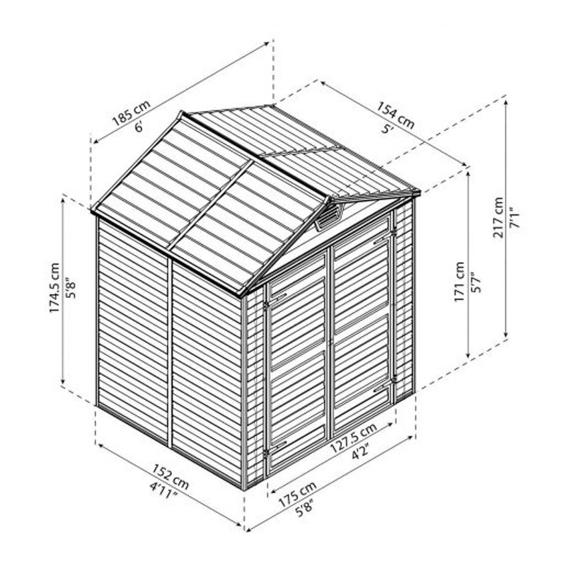 Canopia - Gartenhaus - 185x154cm - Skylight - Dunkelgrau
