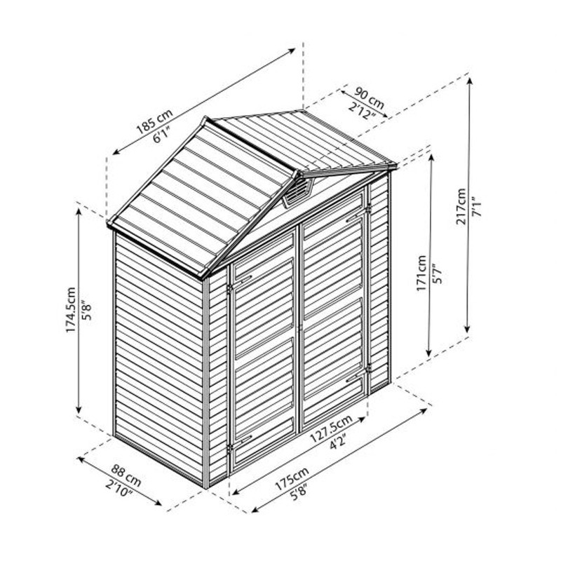 Canopia - Gartenhaus - 185x90cm - Skylight - Dunkelgrau