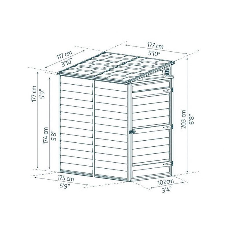 Canopia - Gartenhaus - 117x177cm - Skylight - Dunkelgrau