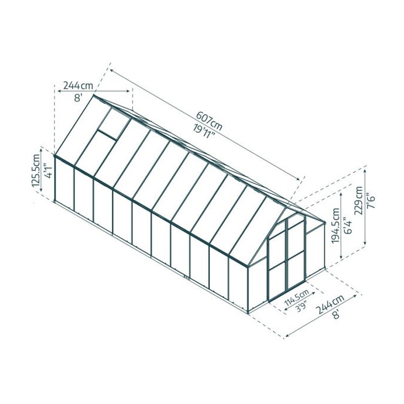 Canopia - Gartenhaus - 244x607 - Essence - Silber