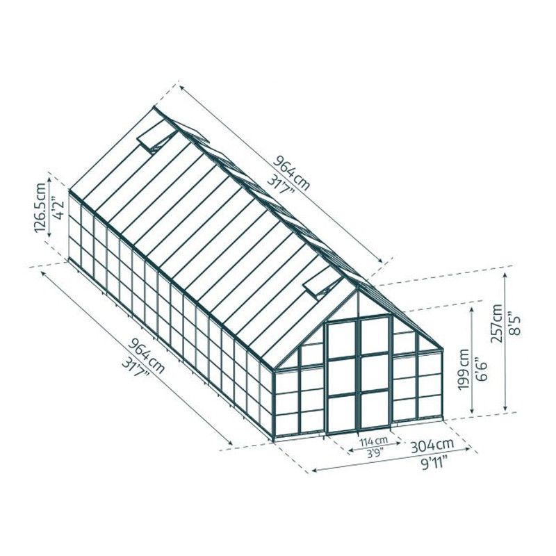 Canopia - Serre de jardin - 304x964 - Balance - Argent