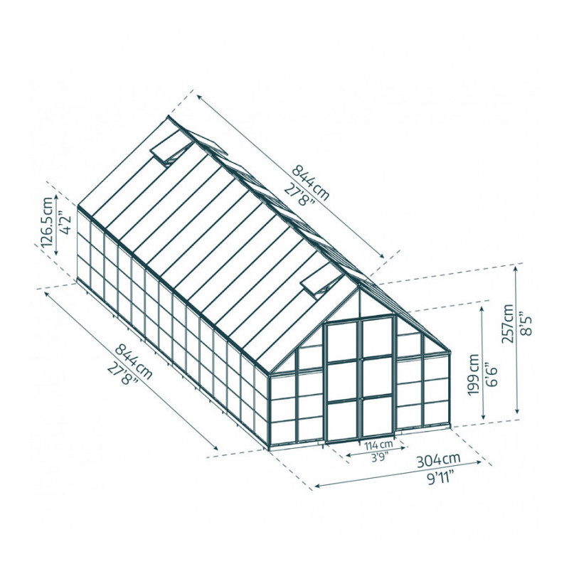 Canopia - Serre de jardin - 304x844 - Balance - Argent
