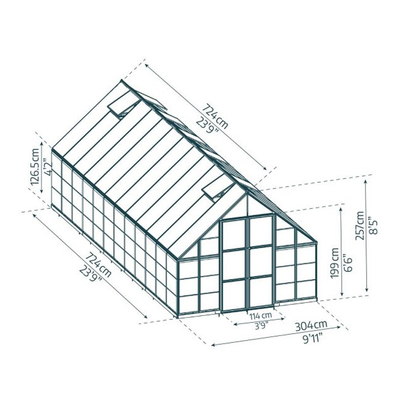 Canopia - Garden greenhouse - 304x724 - Balance - Silver