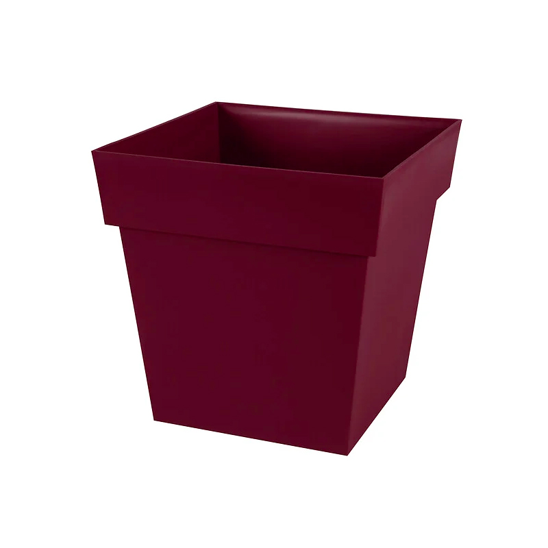 EDA - Pot carré bas Toscane 39x39x39cm 38L Rouge Bourgogne