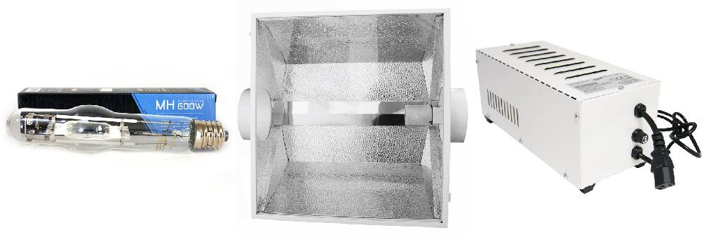 Kit éclairage complet 600W - ampoule + reflecteur vitré + ballast