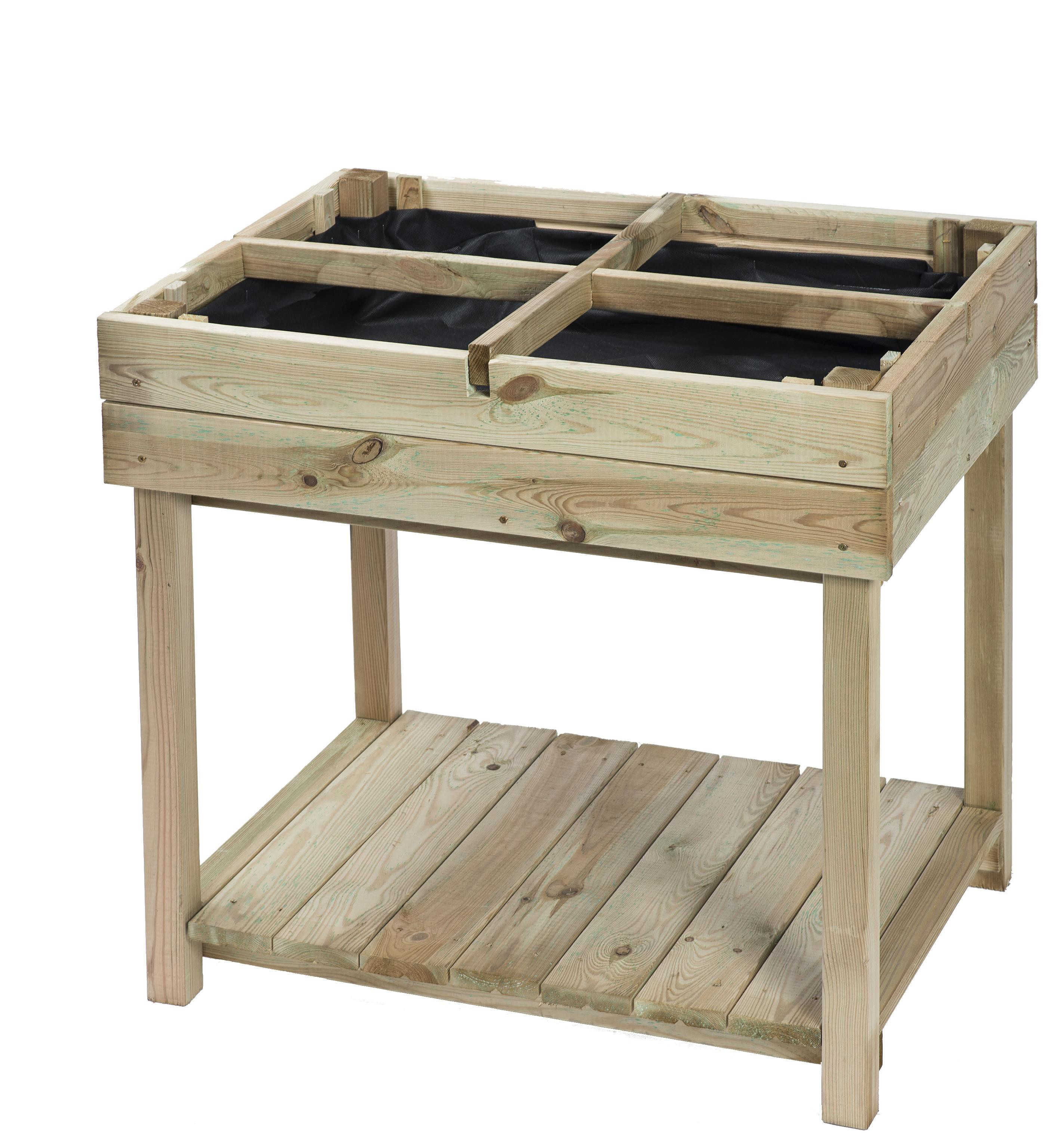 Carré potager en bois table 4 sections H80x80x60cm pin du nord classe III, fsc