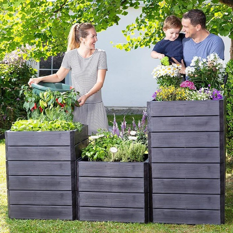 Ergo Quadro S - Kunststof tuin met 4 wanden: 60cm x 60cm x 25cm