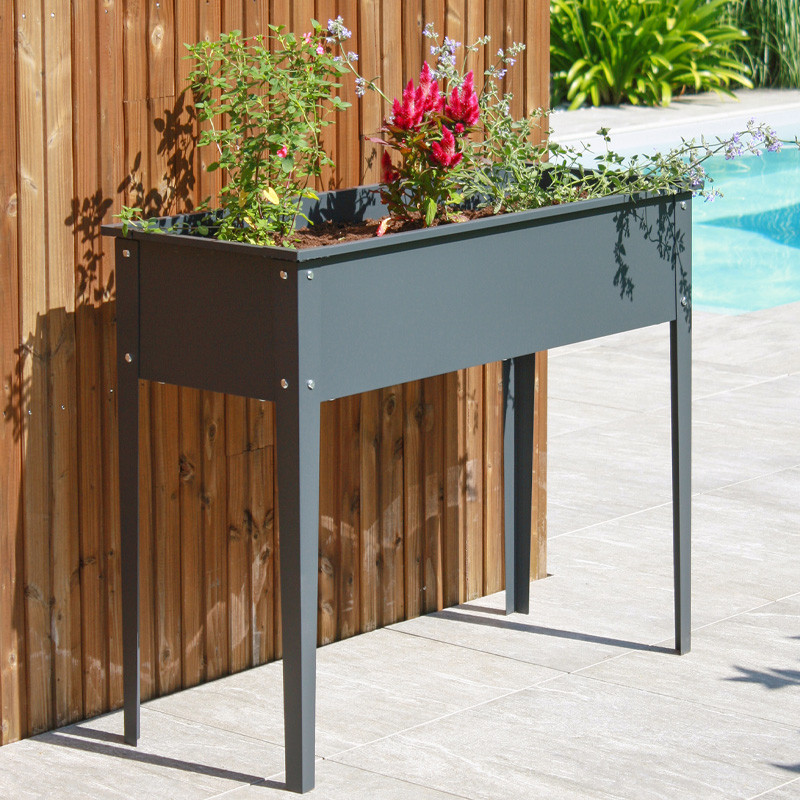 DCB - Potager Urbain Cipollina - 100x40cm - Acier Galvanisé - Gris anthracite