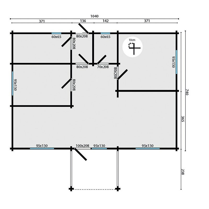 Tuindeco - Massief houten chalet 68,10 m² - 92mm - Woonkwaliteit - Finn