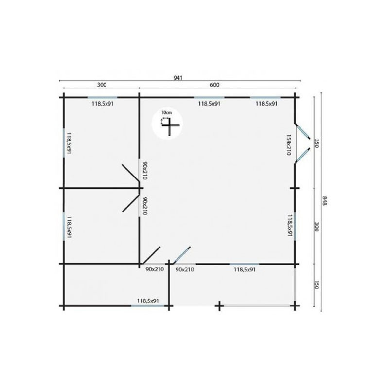 Tuindeco - Chalet bois massif 76,3 m² - 70mm - Qualité résidentielle - Azores