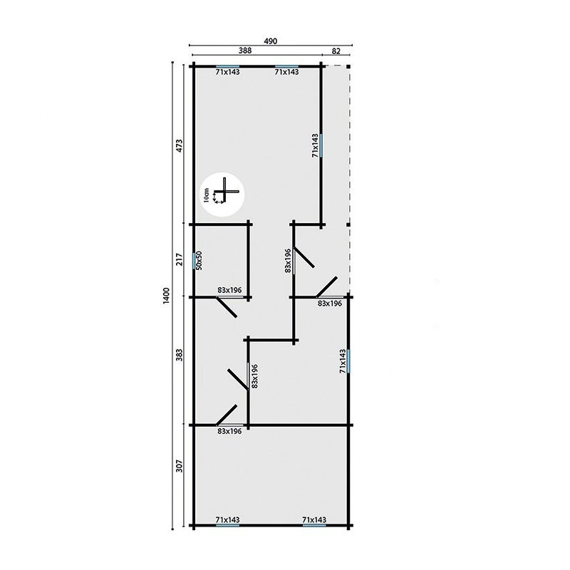 Tuindeco - Chalet aus Massivholz 64,50 m² - 70mm - Wohnqualität - Slane