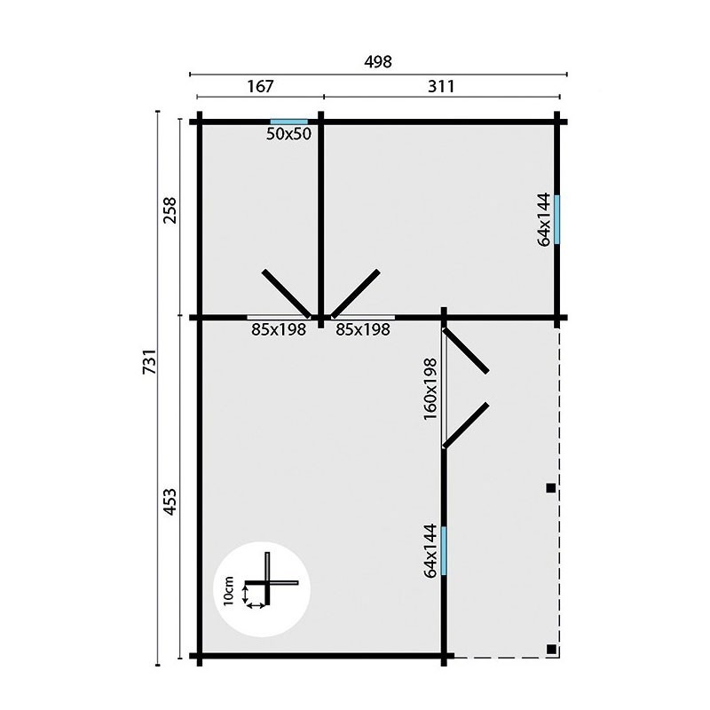 Tuindeco - Chalet in legno massiccio 25,2 m² - 70mm - Qualità residenziale - Ollie