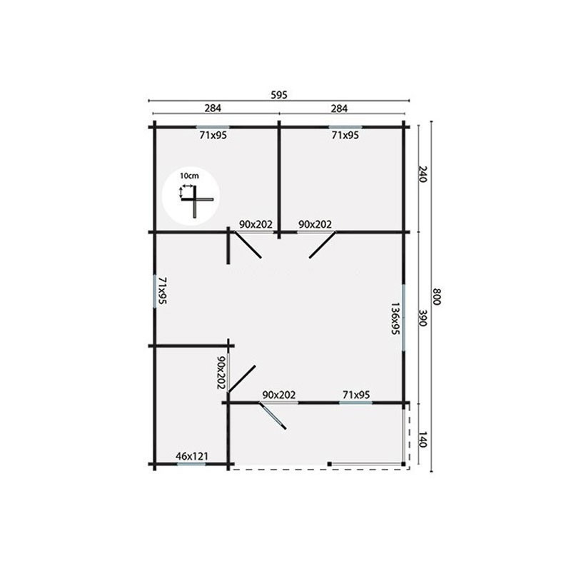 Tuindeco - Chalet aus Massivholz 44,8 m² - 70mm - Wohnqualität - Kay