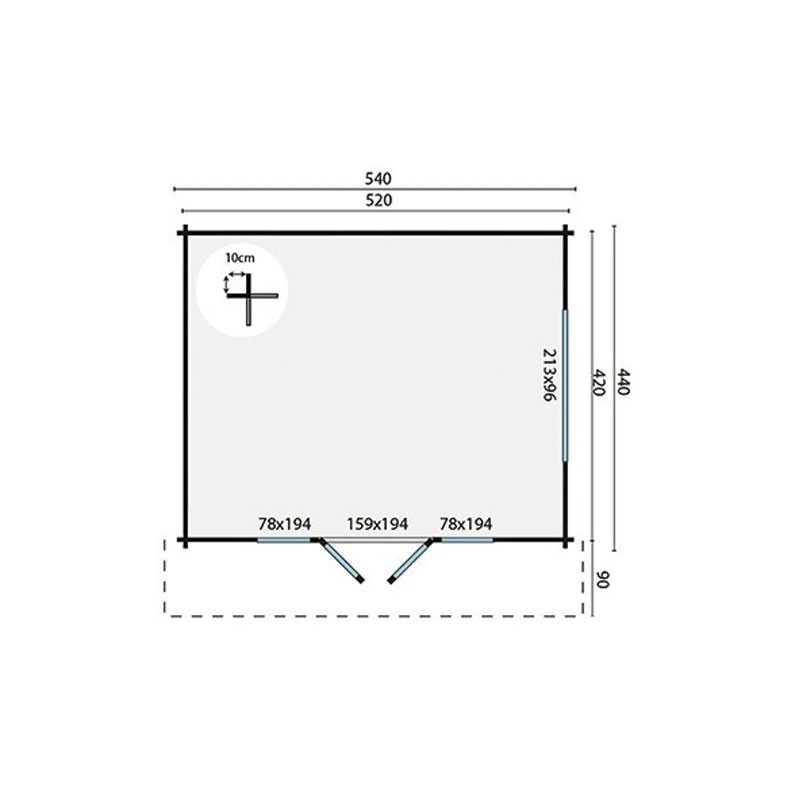 Tuindeco - Blokhut 21.80m² - 58mm - residentiële kwaliteit - Newcastle