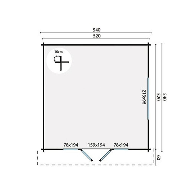 Tuindeco - Chalet bois massif 27m² - 58mm - Qualité résidentielle - Southampton