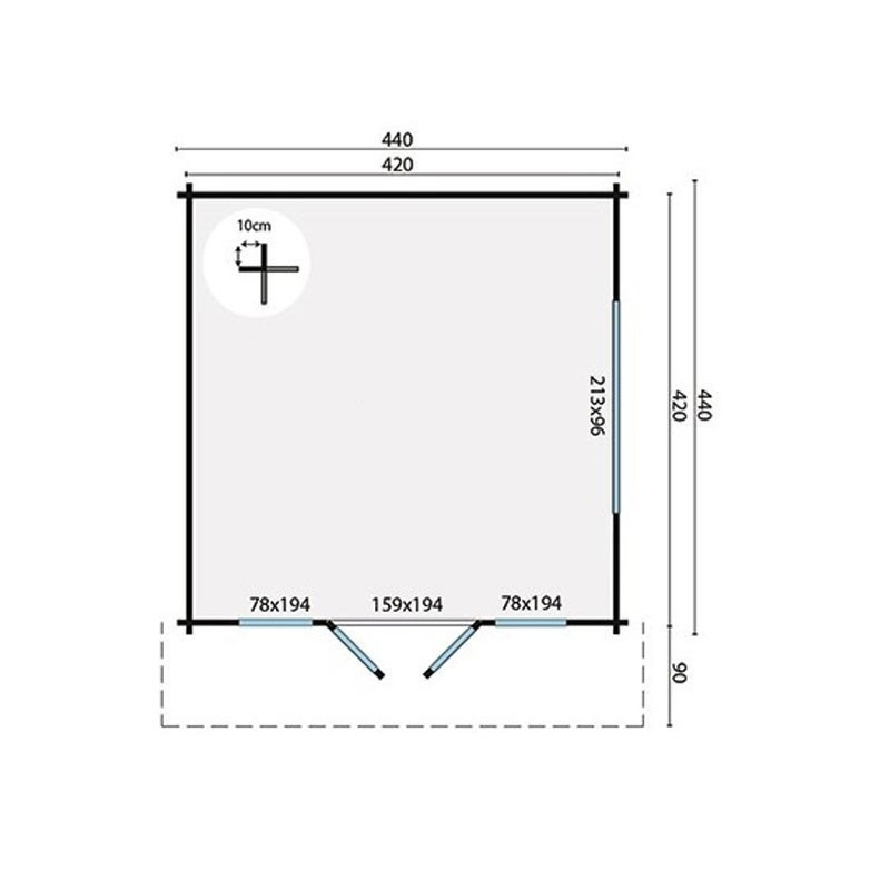 Tuindeco - Chalet in legno massiccio 17,6m² - 58mm - Qualità residenziale - Derby
