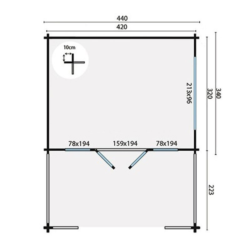 Tuindeco - Chalet bois massif 13,4m² - 58mm - Qualité résidentielle - Bolton