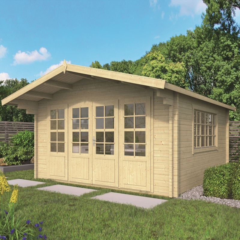 Tuindeco - Massivholzchalet 13,4m² - 58mm - Wohnqualität - Blackpool