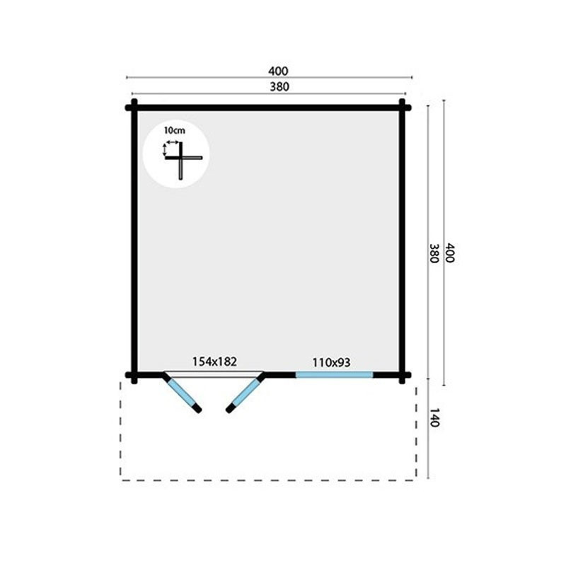 Tuindeco - Chalet in legno massiccio 13,5m² - 58mm - Qualità residenziale - Stian