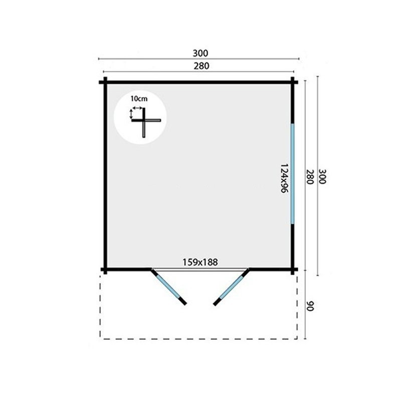 Tuindeco - Chalet in legno massiccio 7,9 m² - 58 mm - Qualità residenziale - Lennart