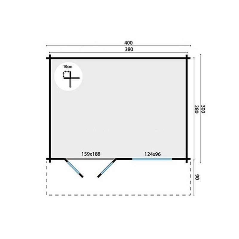 Tuindeco - Chalet de madera maciza 10,6m² - 58mm - Calidad residencial - Rorik