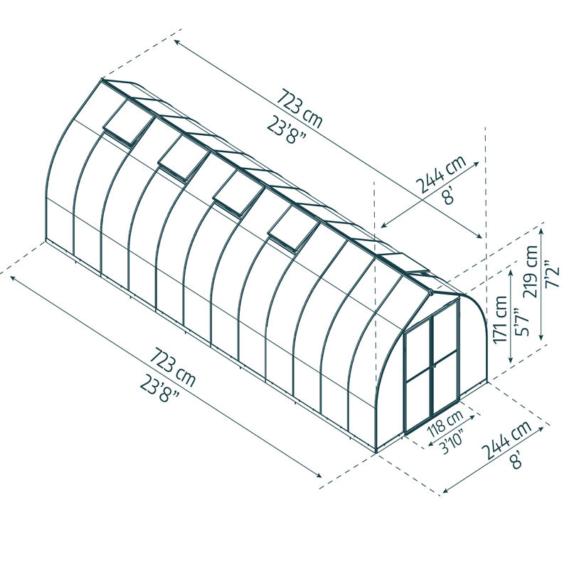 Canopia - Garden greenhouse - Bella Silver - 723x244cm