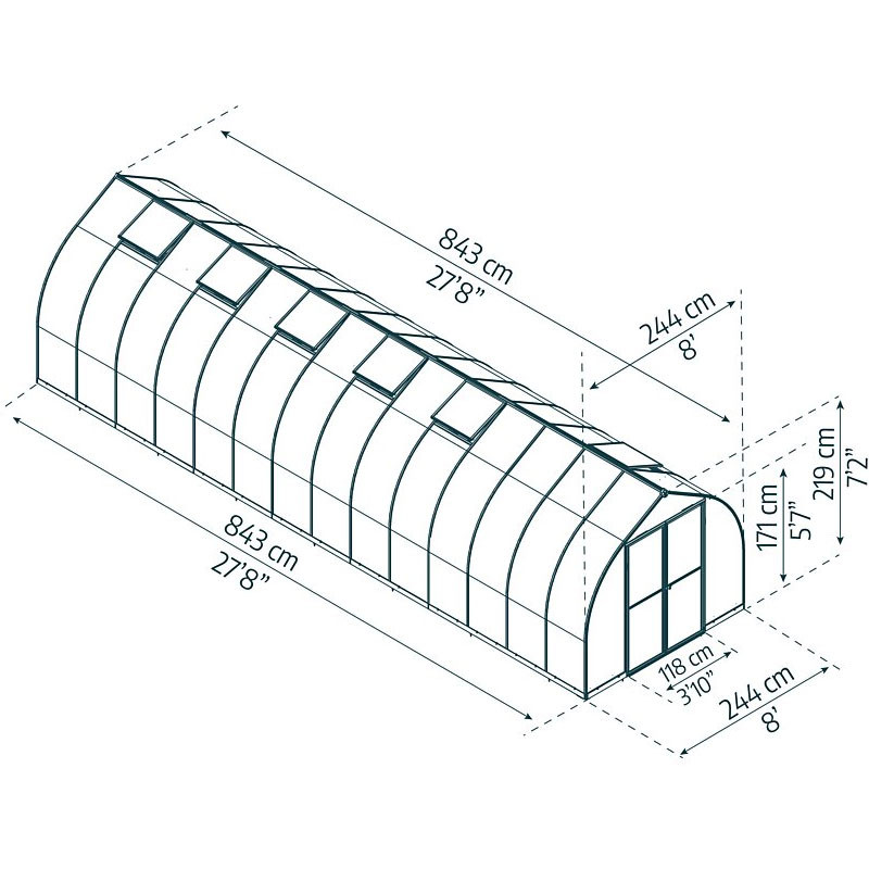 Canopia - Garden greenhouse - Bella Silver - 843x244cm