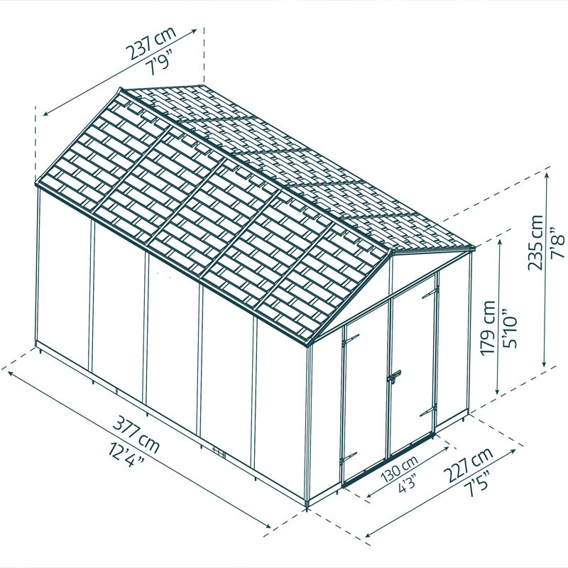 Canopia - Garden shed - Rubicon Grey - 237x377cm