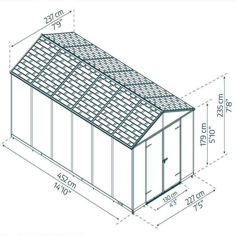 RUBICON SHED 8X15 DARK GREY                   