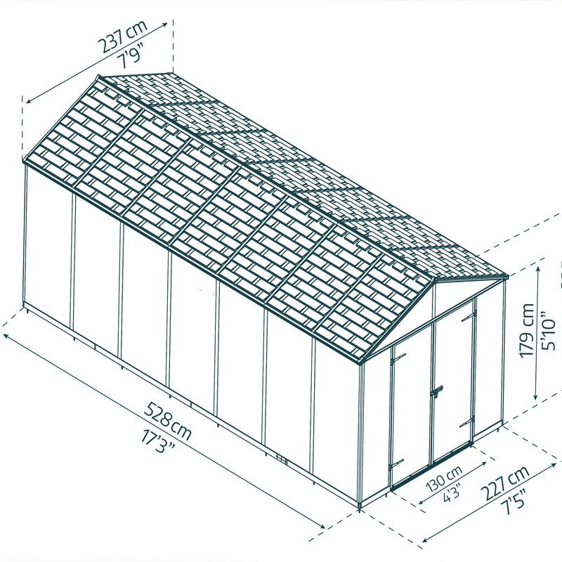 Canopia - Casetta da giardino - Grigio Rubicone - 237x528cm