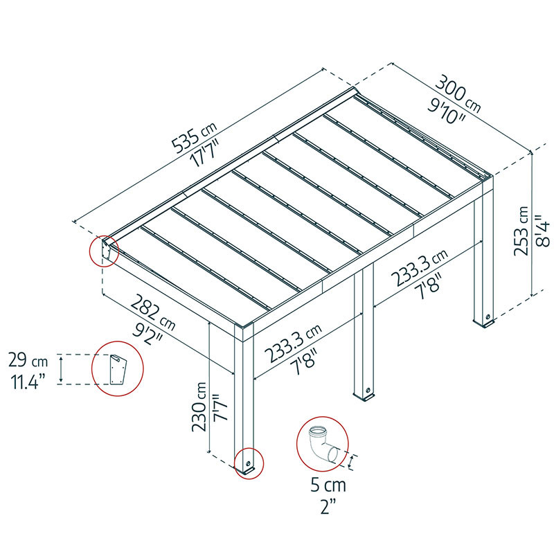 Canopia - Pergola - Helsinki Controllo solare - 3x4,7m - Legno di cedro