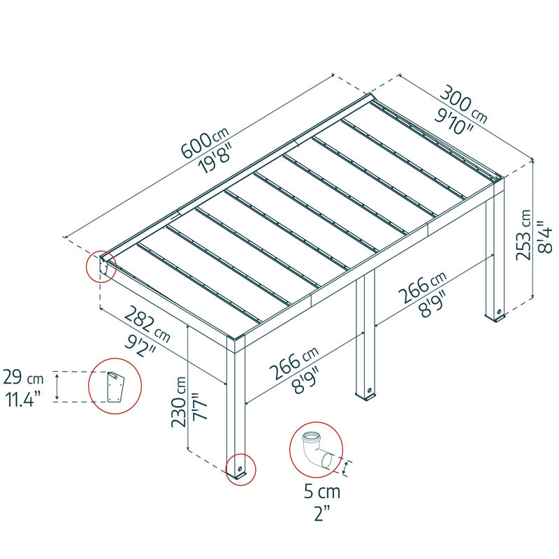 Canopia - Pergola - Helsinki Controllo solare - 3x6m - Legno di cedro