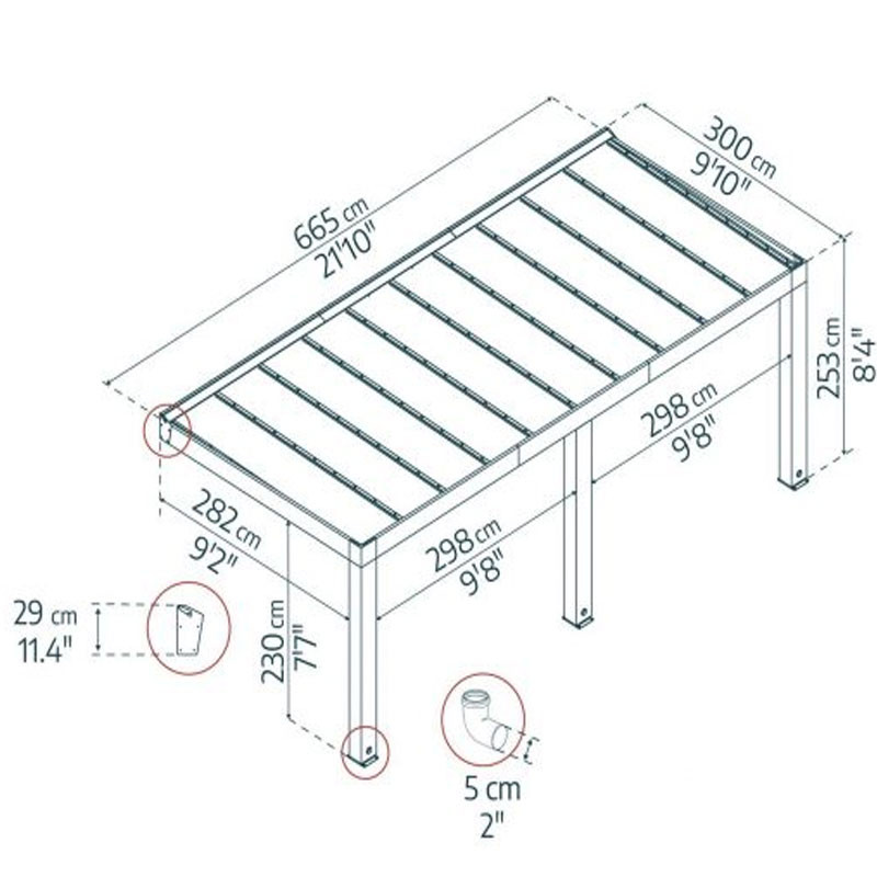 Canopia - Pergola - Helsinki Solar control - 3x6.65m - Cedar wood