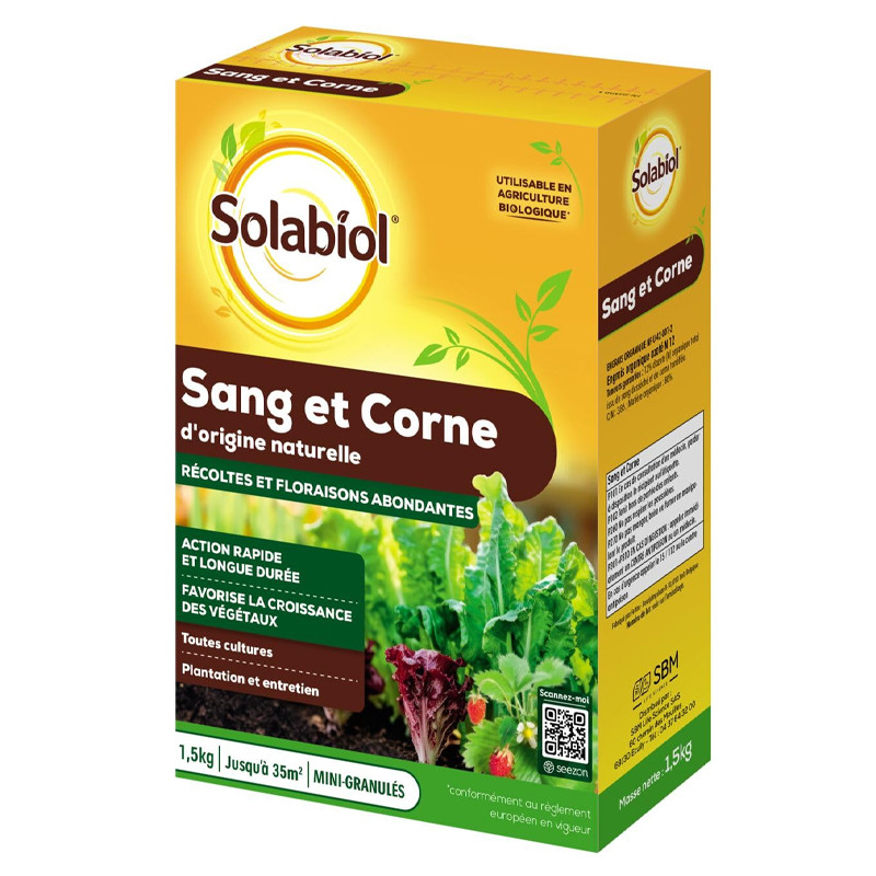 Solabiol - Sang et Corne – Engrais Naturel - 1,5 kg