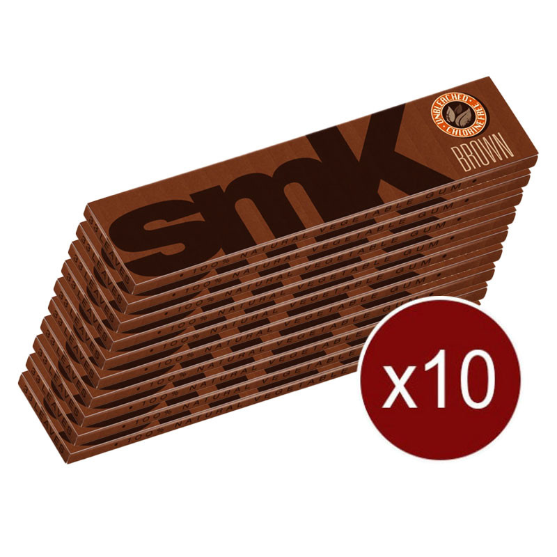 SMK - Feuilles à Rouler Brown Slim - Lot de 10 carnets de 32 feuilles