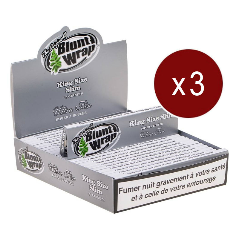 Blunt Wrap - Lot de 3 boîtes de 25 carnets de 33 feuilles à rouler King Size Slim