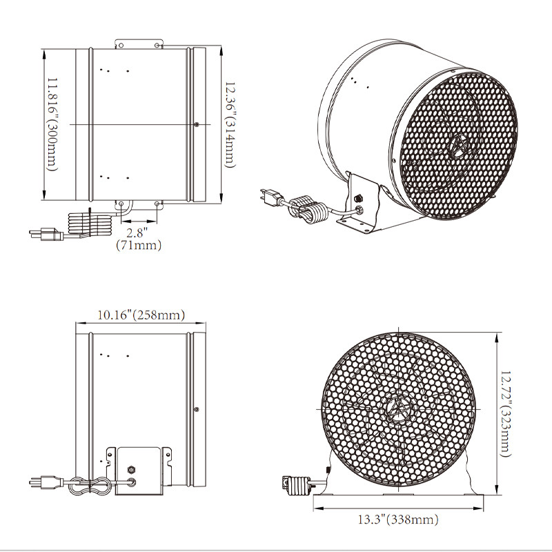 Inline extractor Aero-Fan V-12M PRO 250 mm - 1750 m³/h: Power and control for indoor cultivation from one source Trolmaster